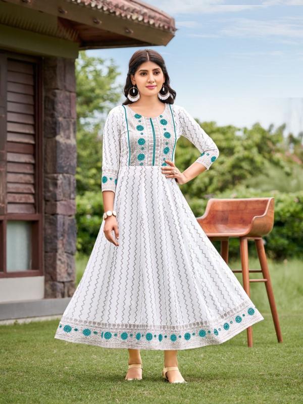 Sunflower Anarkali Designer Embroidery Kurti Collection For Diwali 